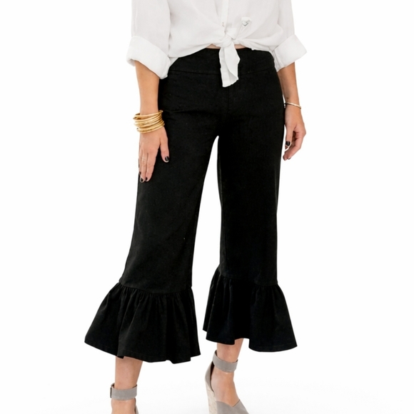 Matilda Jane Pants - Matilda Jane Black Ruffle Crop Pants Stretch Sz Large New